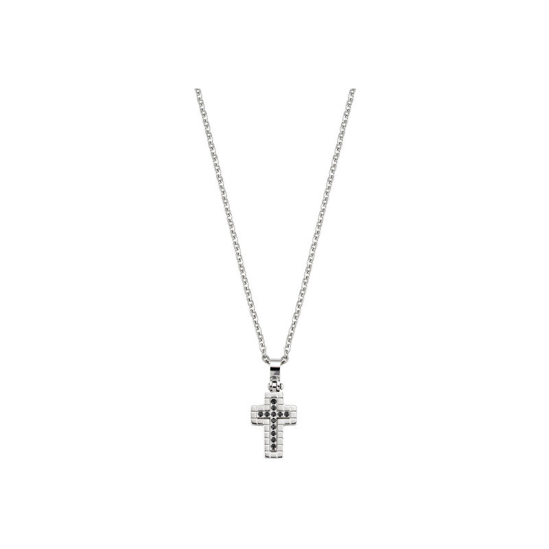 Morellato Pánský ocelový náhrdelník s křížem a krystaly Motown SAEV11