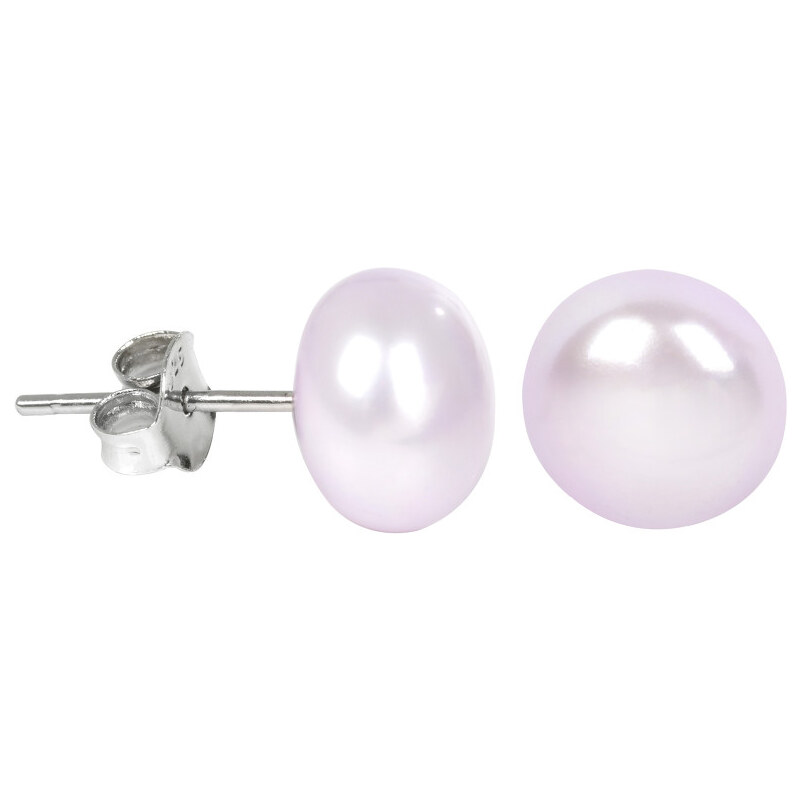 JwL Luxury Pearls Stříbrné náušnice s pravou růžovofialovou perlou JL0247