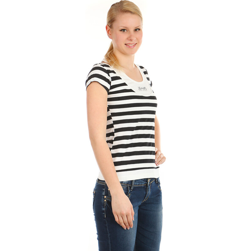 TopMode Dámské pruhované tričko (bílá, XL)