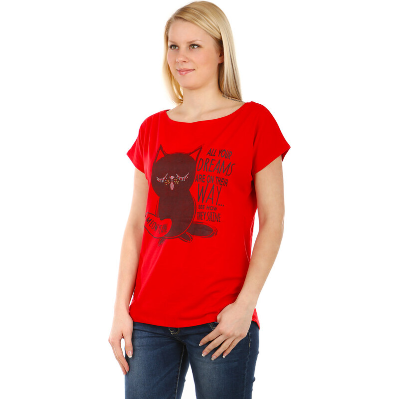 TopMode Dámské tričko s potiskem (červená, UNI)