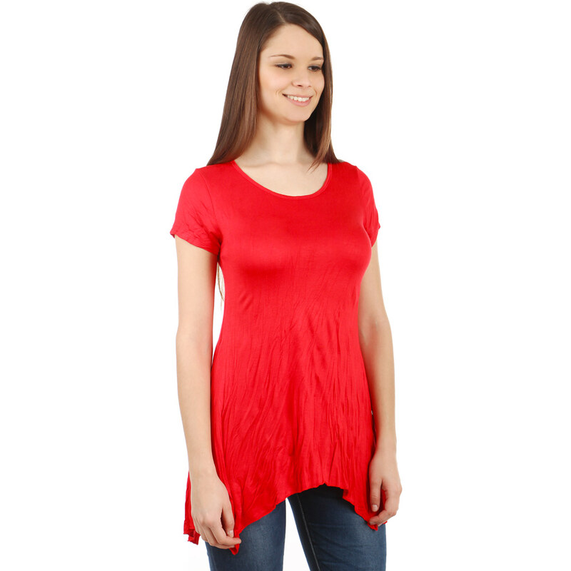 TopMode Dámské asymetrické tričko (červená, UNI)