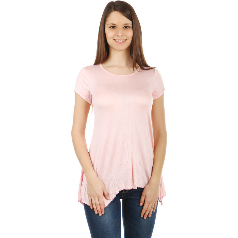 TopMode Dámské asymetrické tričko (světle růžová, UNI)
