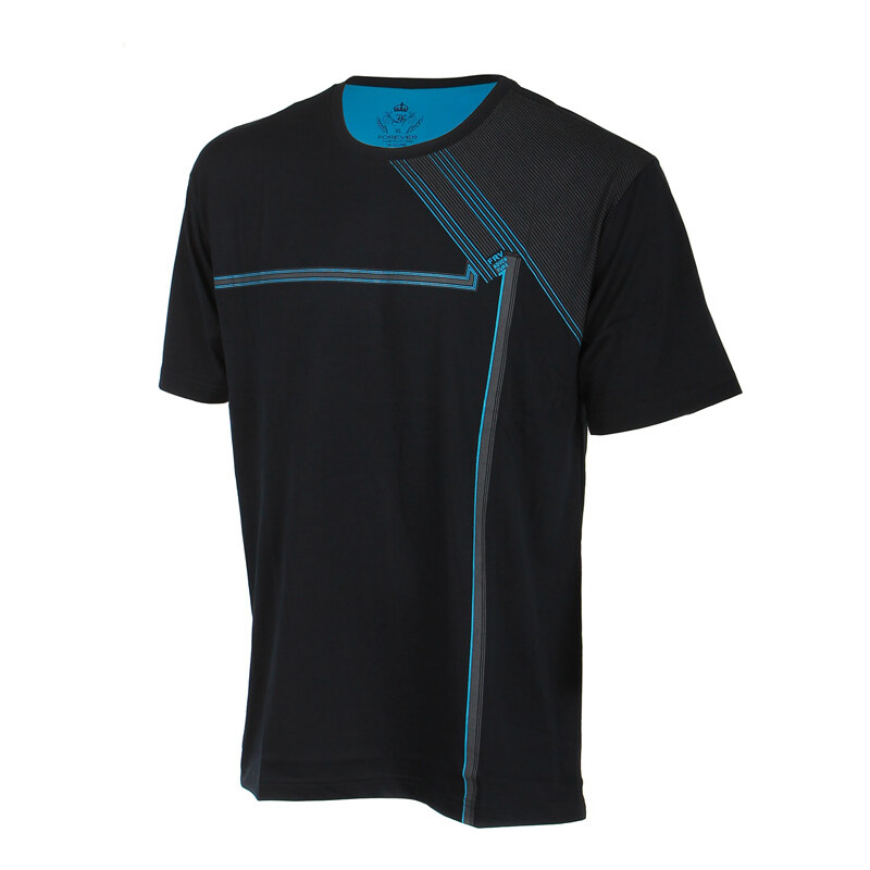 YooY Pánské tričko maxi velikost (černá/modrá, 3XL)