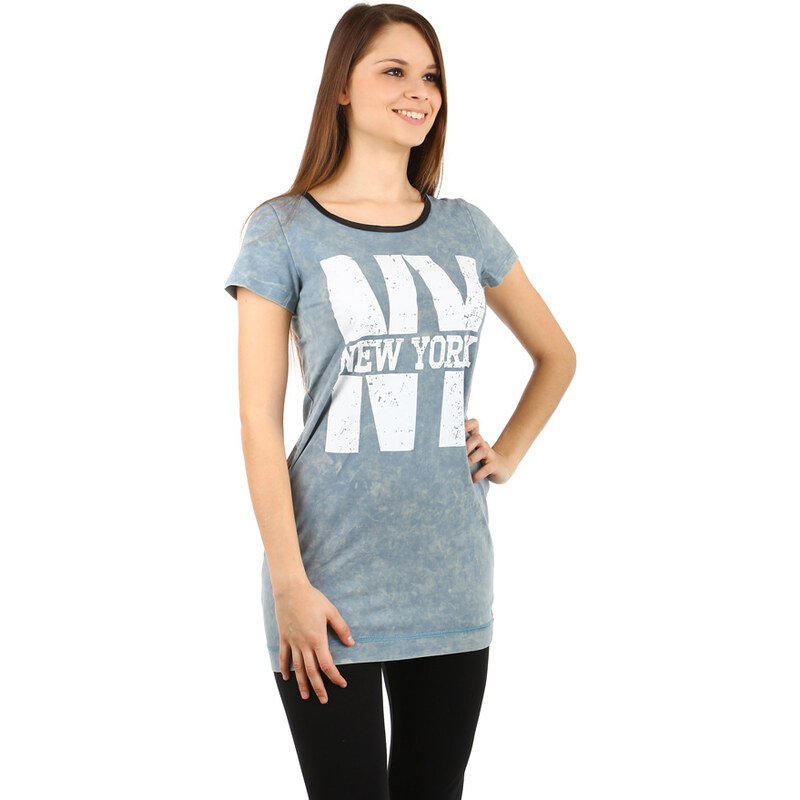 YooY Dlouhé tričko s potiskem (světle modrá, S/M)