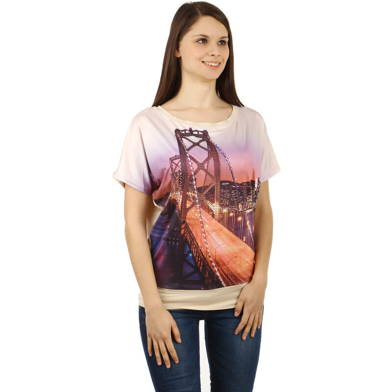 TopMode Dámské tričko s výrazným potiskem (béžová, XL/XXL)