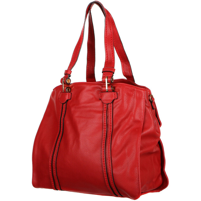YooY Moderní prostorná dámská kabelka červená