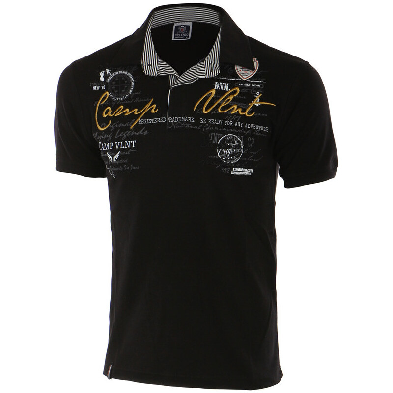 YooY Pánské extravagantní tričko s límečkem (černá, M)