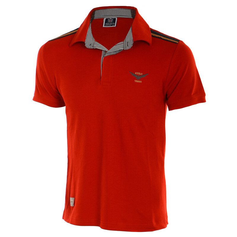 YooY Pánské stylové tričko s límečkem červená