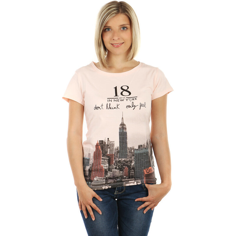 TopMode Dámské tričko s potiskem New York (růžová, S/M)