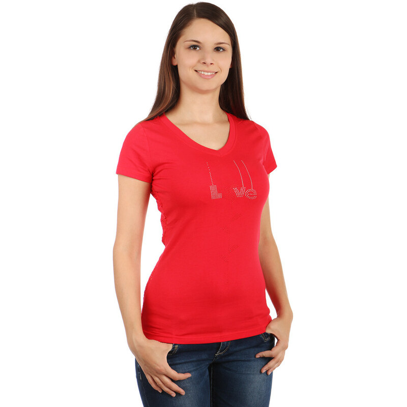 TopMode Dámské tričko s krajkovými zády (červená, L/XL)