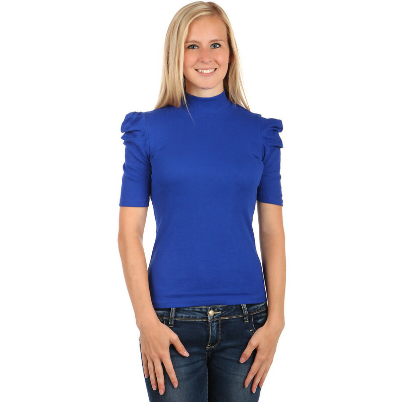 YooY Dámské elegantní tričko s rolákem (modrá, L)