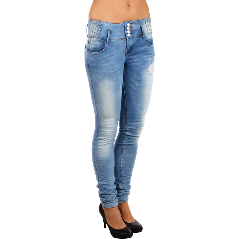 TopMode Světlé dámské džíny s šisováním (modrá, XS)
