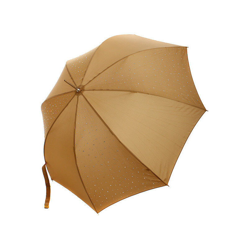 YooY Stylový vystřelovací deštník s kamínky (hnědá)