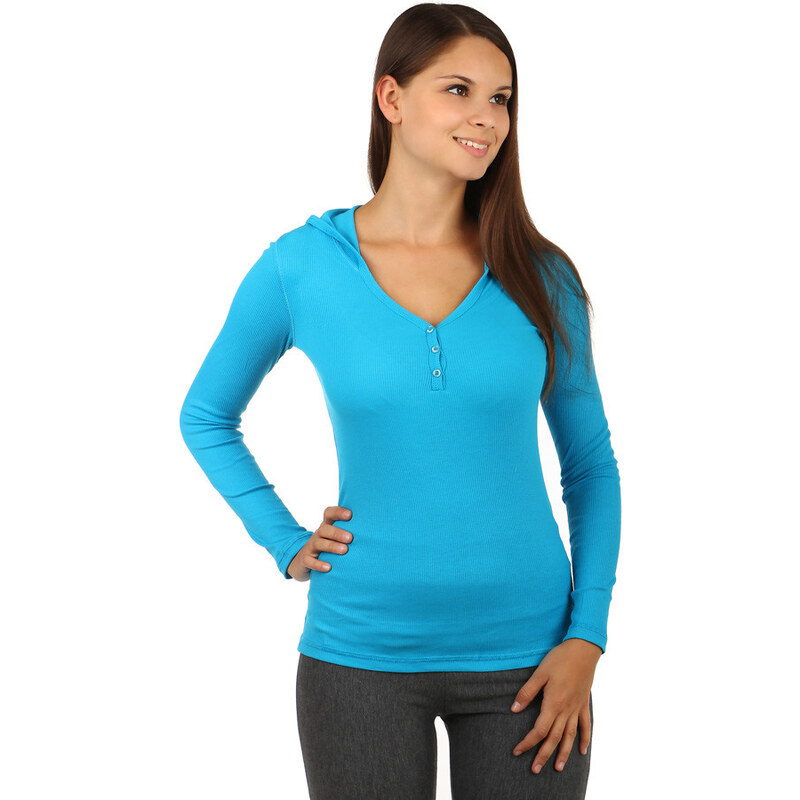 YooY Klasické tričko s dlouhým rukávem a kapucí (modrá, L) modrá