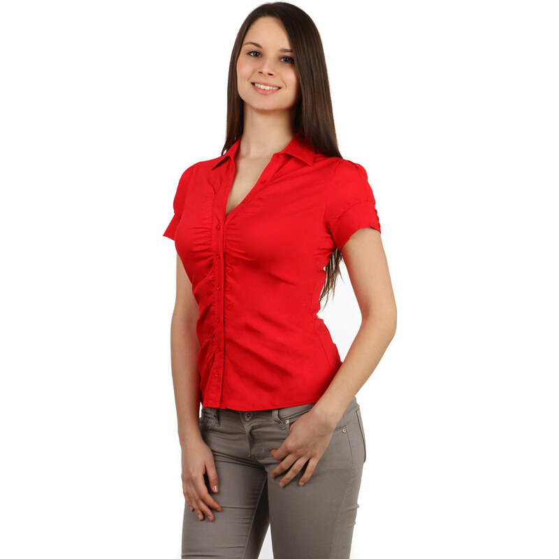 TopMode Dámská košile s krátkým rukávem (červená, S)