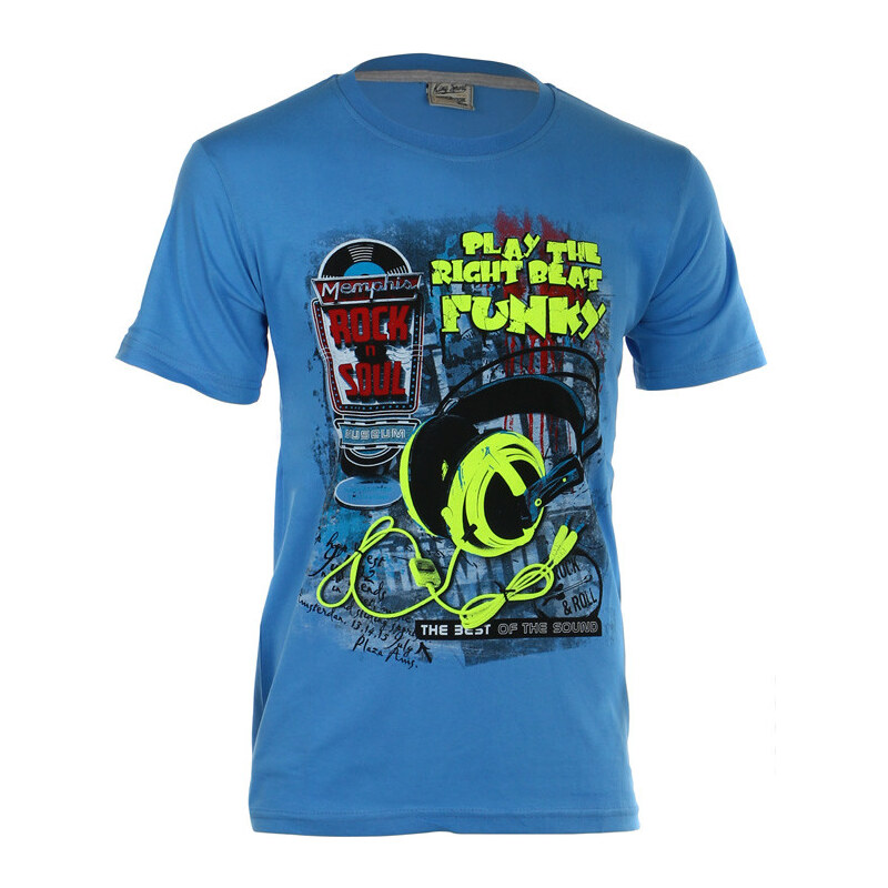 TopMode Pánské tričko s veselým potiskem (modrá, M)
