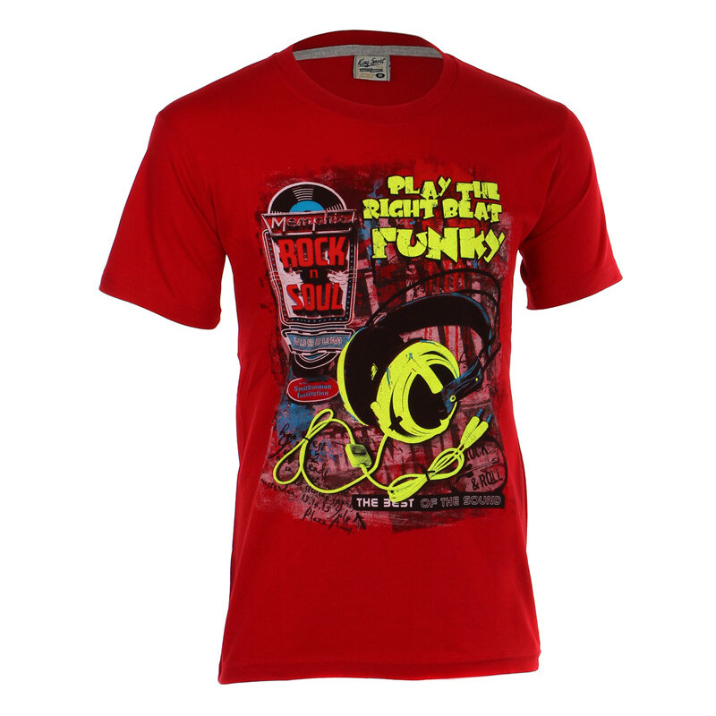 TopMode Pánské tričko s veselým potiskem (červená, XL)