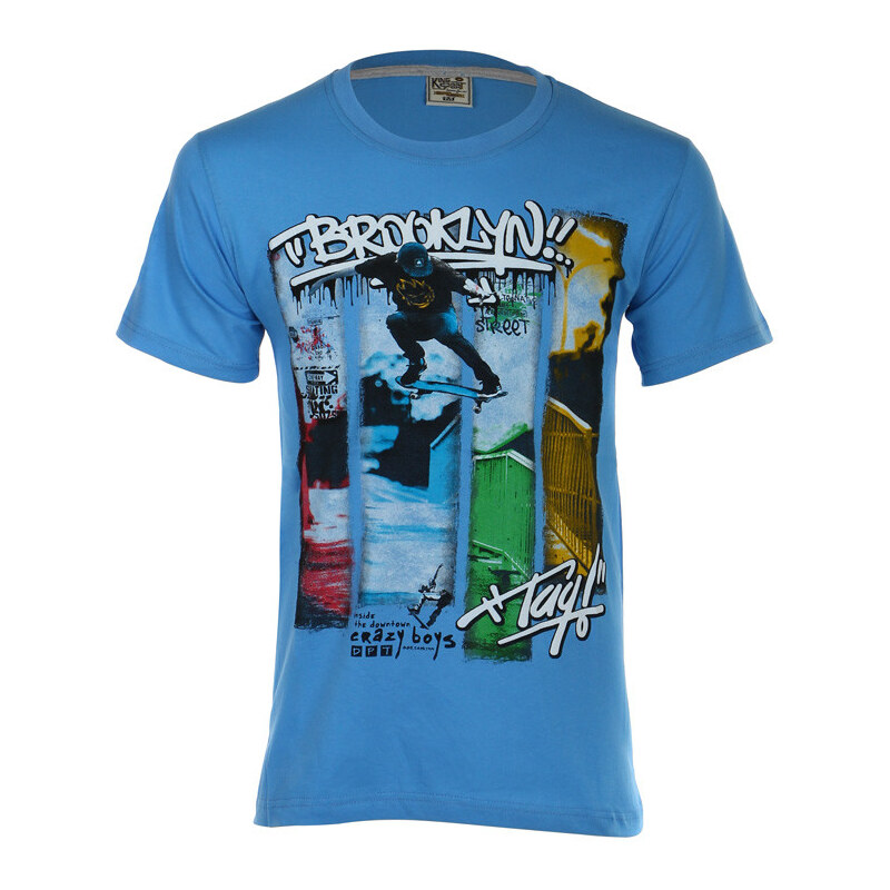 TopMode Krásné pánské tričko s potiskem (modrá, L)