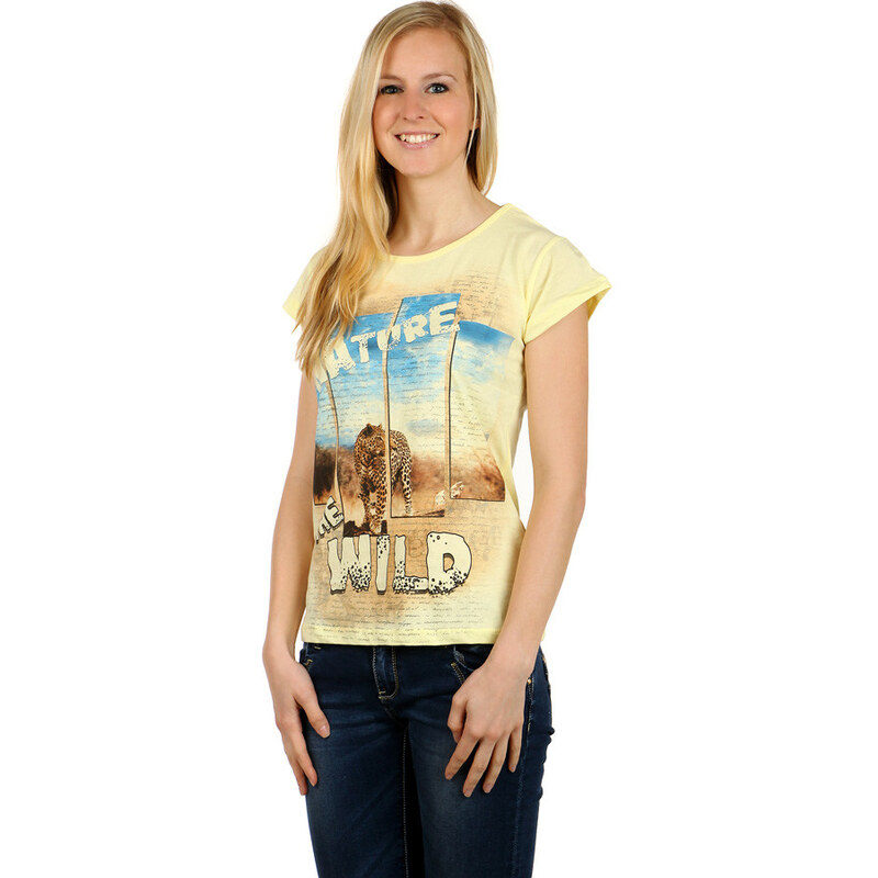 TopMode Dámské tričko se safari potiskem (žlutá, M)