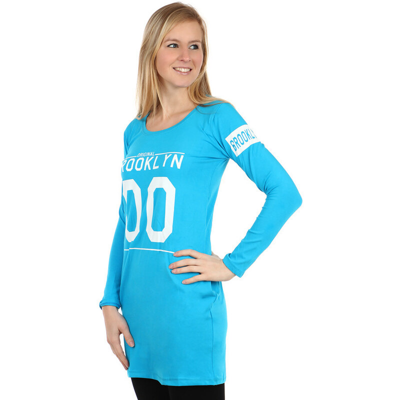 TopMode Sportovní dlouhé tričko/šaty s kapsami na boku světle modrá