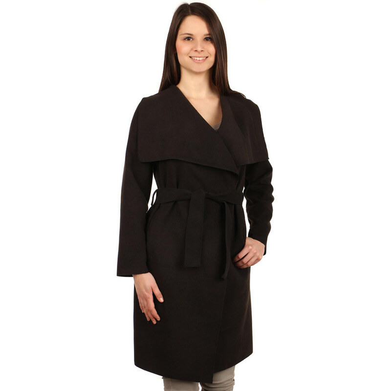TopMode Zavinovací dámský kabát s páskem (černá, M/L)