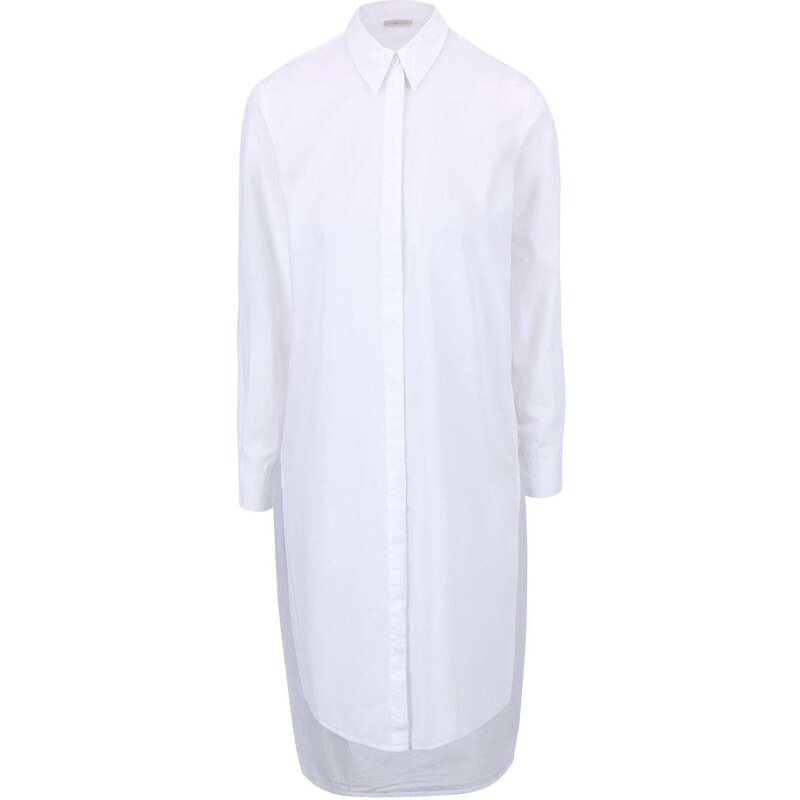 Bílé košilové šaty s prodlouženým zadním dílem Noisy May Corona
