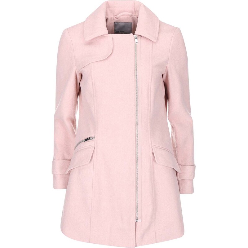 Růžový kabát se zipem Vero Moda Nille Daisy