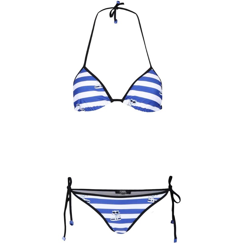 Bílo-modré pruhované dvoudílné plavky KARL LAGERFELD