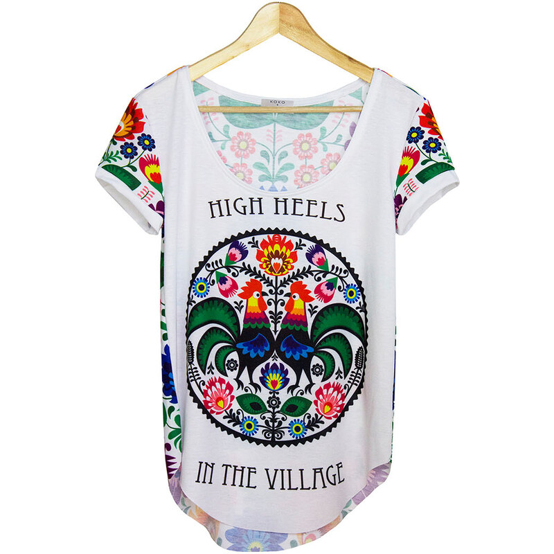 KOKO Bílé kvétované tričko Village