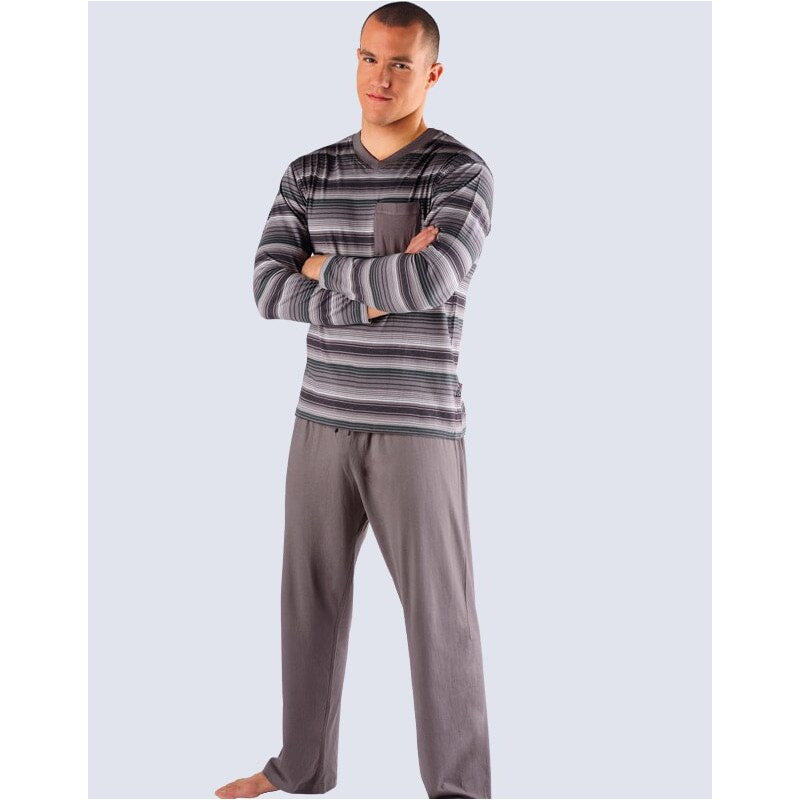 Pánské pohodlné vzdušné šedozelené pyžamo
