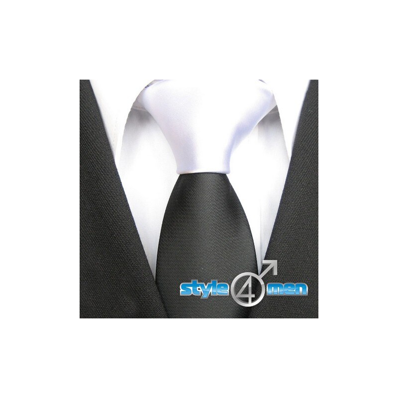 Pánská černo-bílá úzká kravata Style4men YB6228