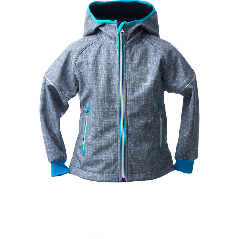 O'Style Chlapecká softshellová bunda s tučňákem - šedo-modrá