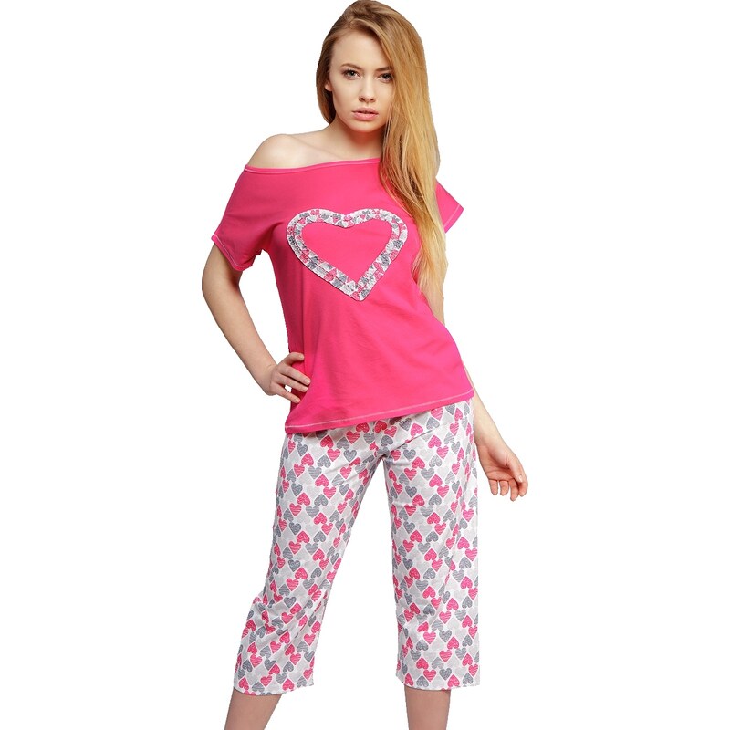 Sensis Dámské bavlněné pyžamo Srdce růžové