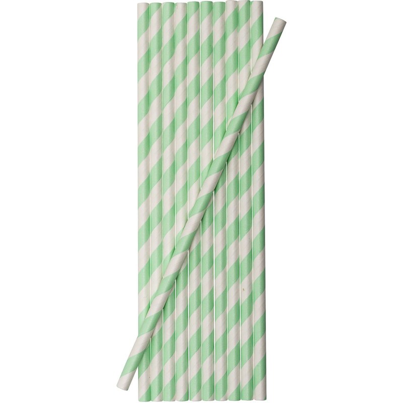 Bloomingville Papírové slámky Green stripes