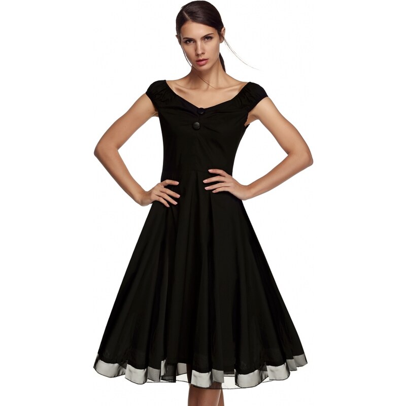 NoName 001 Dámské šaty černé s širokou sukní
