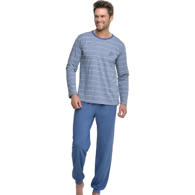Taro Dlouhé pánské pyžamo Max modré