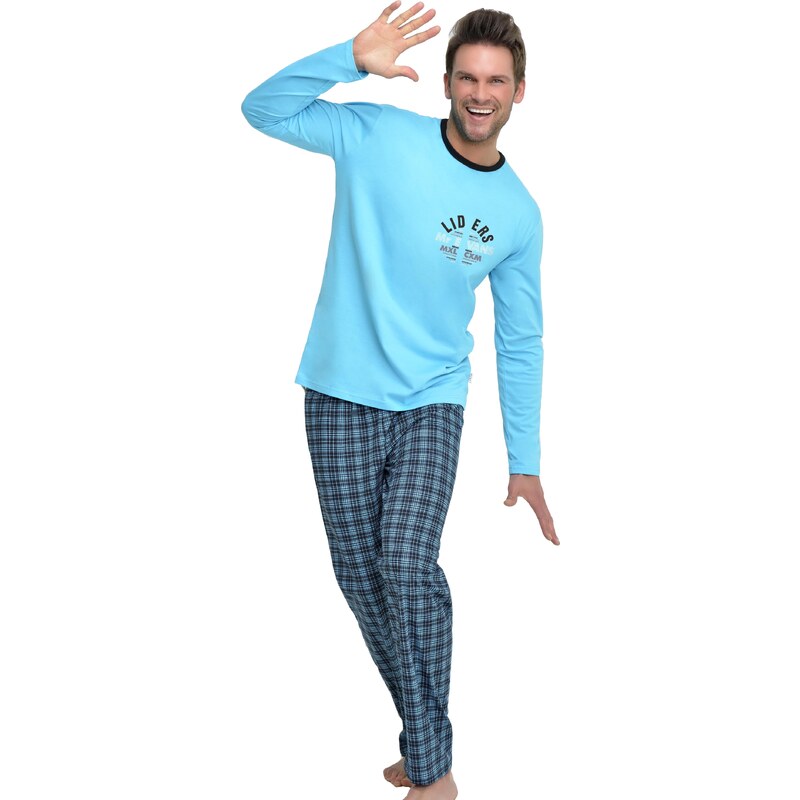 Taro Pánské pyžamo František dlouhé modré