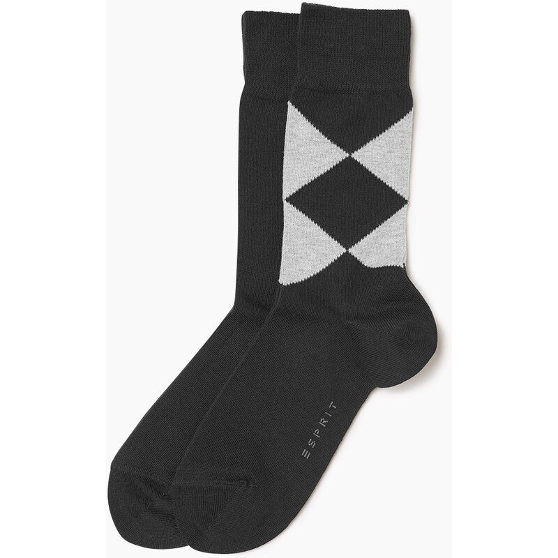 Esprit 2 x ponožky, s kosočtverci a jednobarevné