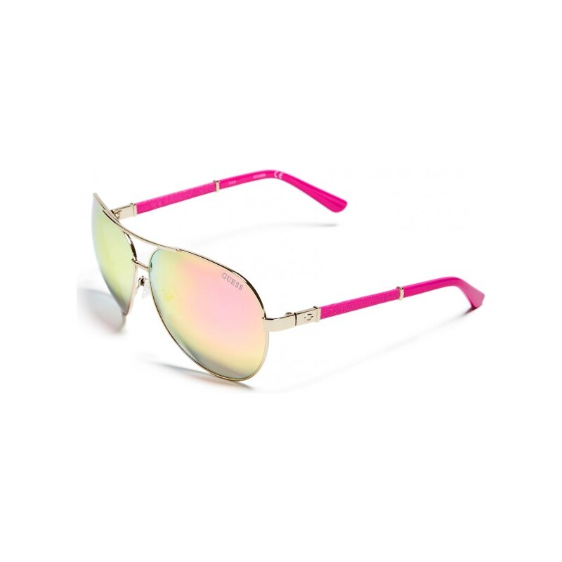 GUESS GUESS Faux-Leather Aviator Sunglasses - pink