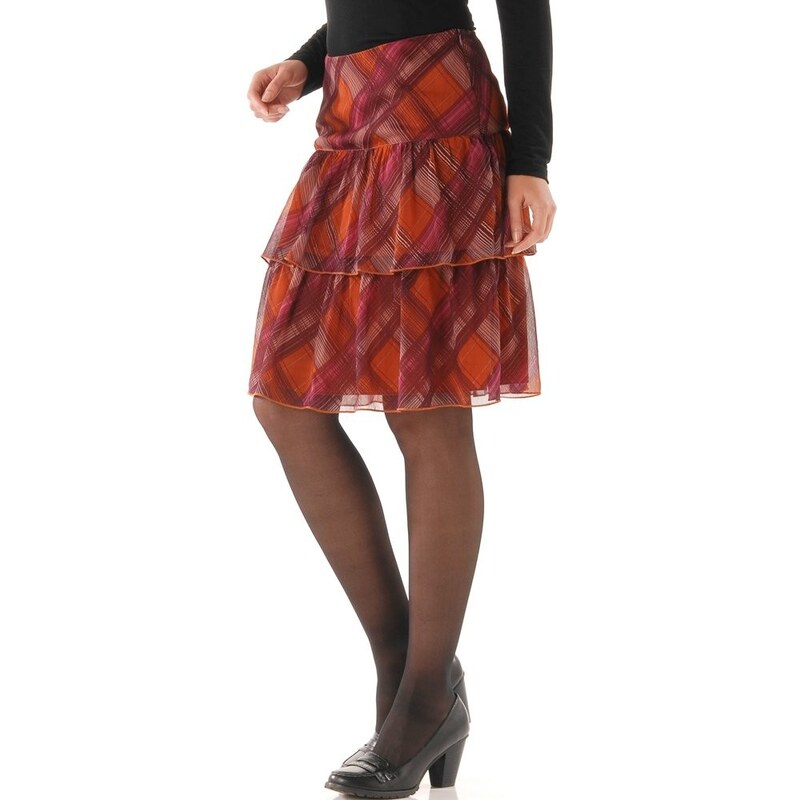 Blancheporte Volánová sukně, kostkovaná kostka švestková