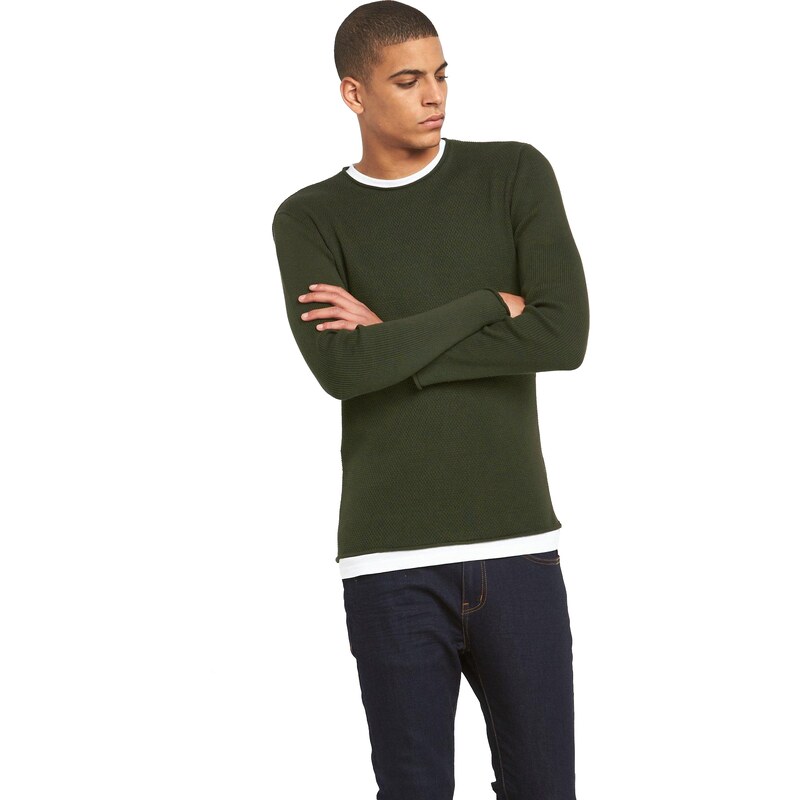 CLOSET Khaki svetr v kontrastním dvouvrstvém designu