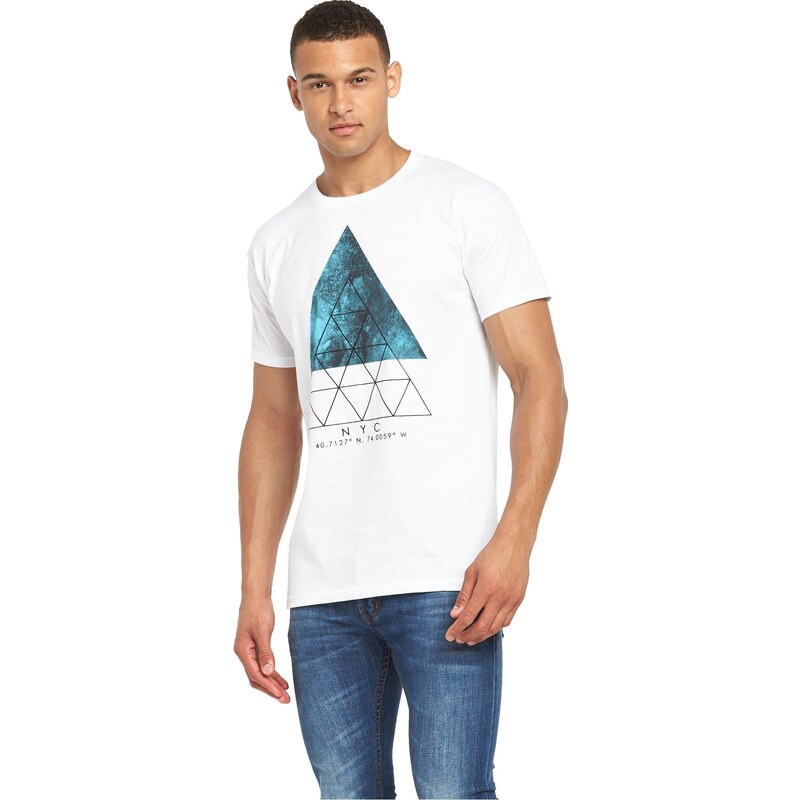CLOSET Bílé tričko s optickým potiskem trojúhelníku