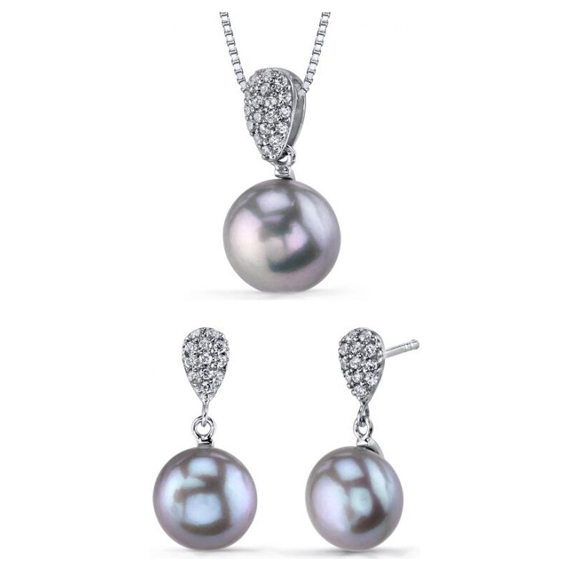 Eppi Stříbrná kolekce s šedými perlami Manias