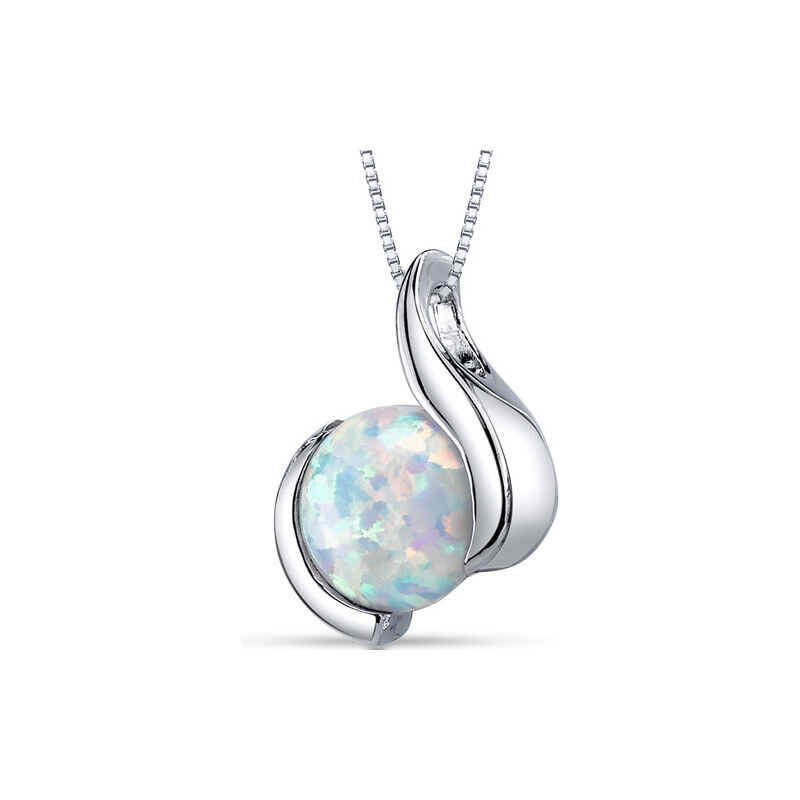 Eppi Stříbrný náhrdelník s bílým opálem Laxi