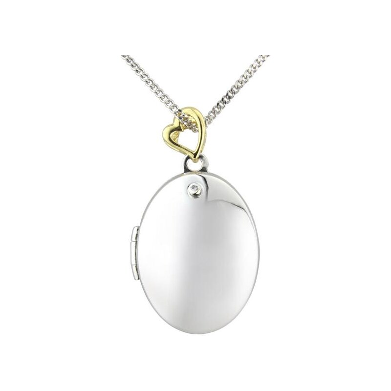 Eppi Stříbrný náhrdelník s oválným medailonem Maxina