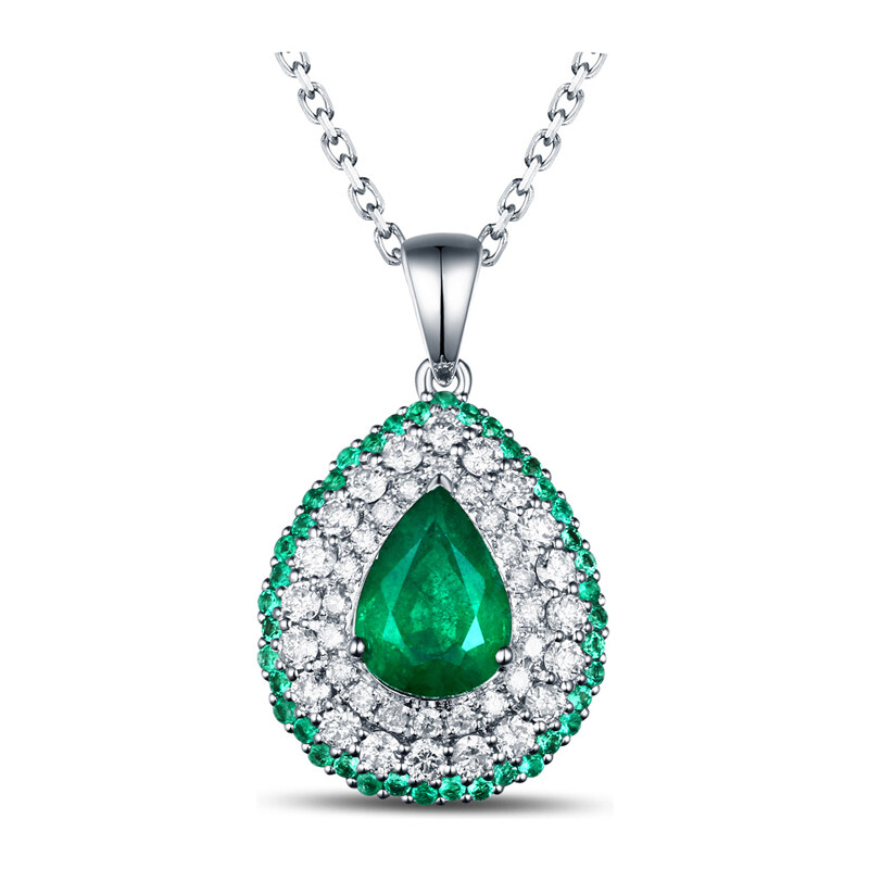Eppi Zlatý náhrdelník plný smaragdů a diamantů Sandiah