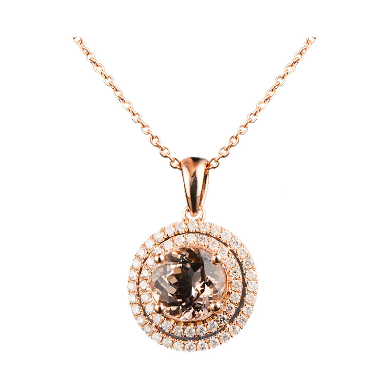 Eppi Zlatý náhrdelník s morganitem a diamanty Maniana