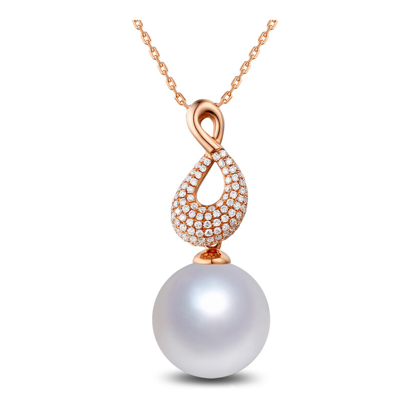 Eppi Zlatý náhrdelník s jihomořskou perlou a diamanty Uzy