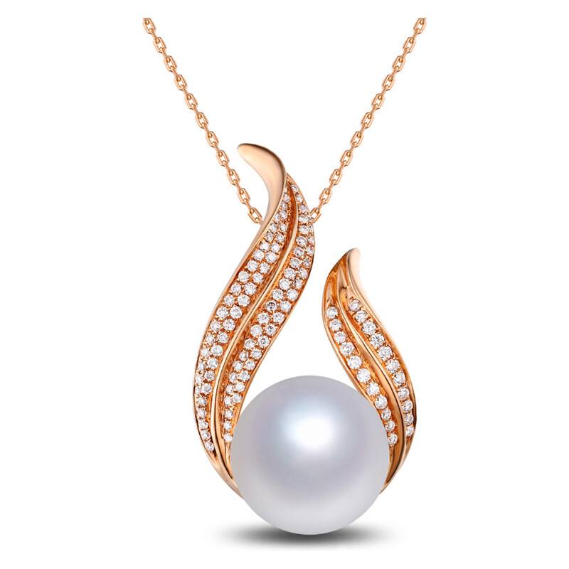 Eppi Zlatý náhrdelník s jimořskou perlou a diamanty Sanie