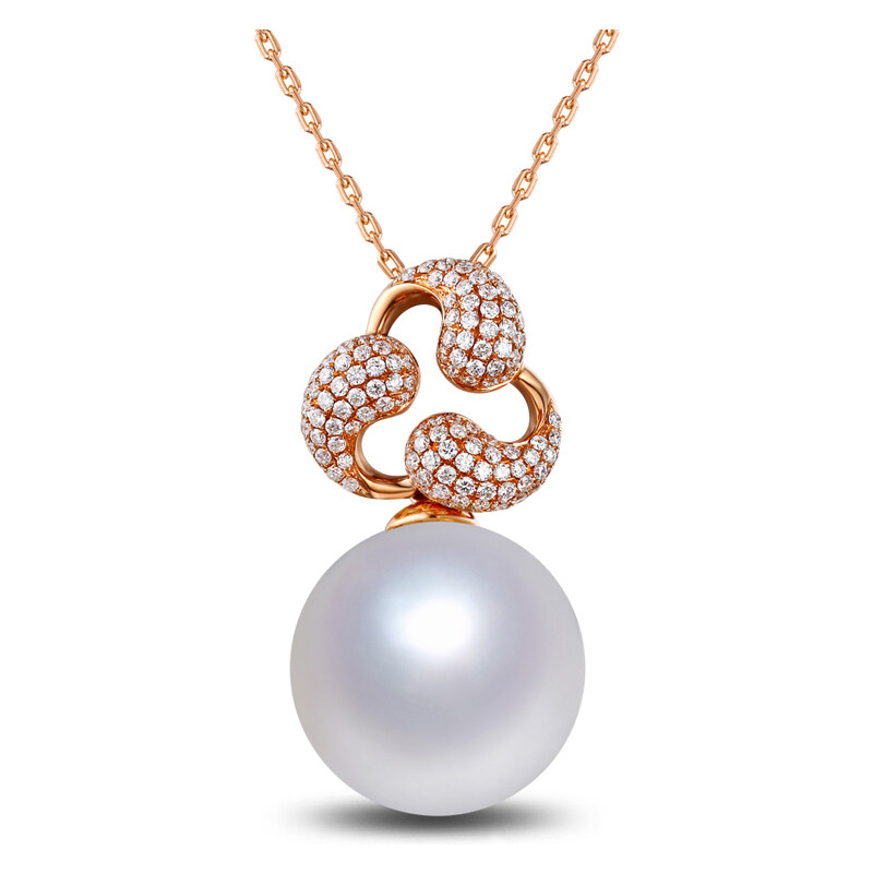 Eppi Perlový zlatý náhrdelník s diamanty Omia